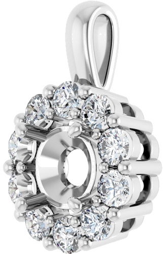 Pakabukas „Halo-Style“ 14k white gold Round 6.5mm (2)