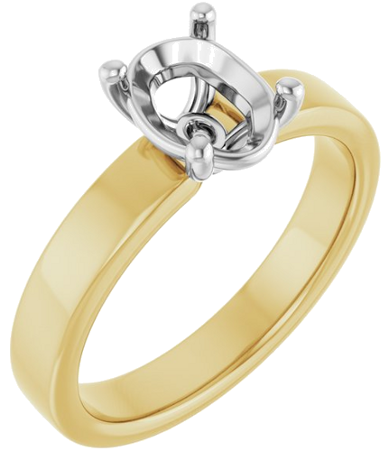 Sužadėtuvių Žiedas „Solitaire“ 14k yellow/white gold Oval 8mm x 6mm (1)