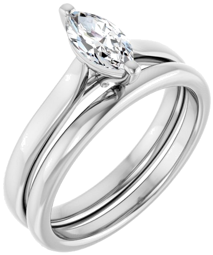 Sužadėtuvių Žiedas „Solitaire“ 585 Baltojo Aukso Marquise 8mm x 4mm (6)