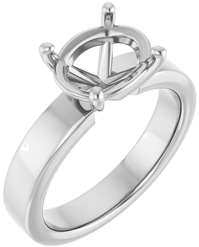 14K White 10x8 mm Oval Solitaire Engagement Ring Mounting (1)