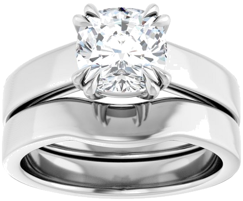 Sužadėtuvių Žiedas „Double Claw-Prong Solitaire“ 14k white gold Cushion 7mm (8)