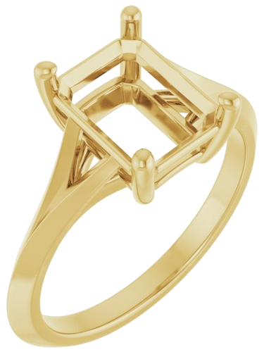 Sužadėtuvių Žiedas „Solitaire Split Shank“ 14k yellow gold Emerald 9mm x 7mm (1)