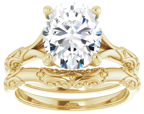 Sužadėtuvių Žiedas „Solitaire Sculptural“ 14k yellow gold Oval 10mm x 8mm (8)