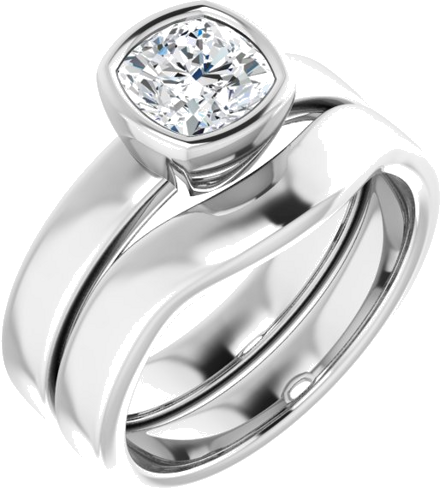 Sužadėtuvių Žiedas „Bezel-Set Solitaire“ 14k white gold Cushion 6mm (6)