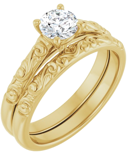 Sužadėtuvių Žiedas „Solitaire“ 14k yellow gold Round 5.2mm (6)