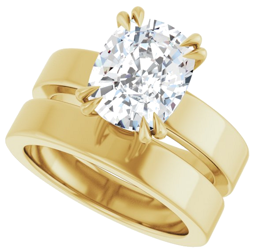 Sužadėtuvių Žiedas „Double Claw-Prong Solitaire“ 14k yellow gold Elongated Cushion 10mm x 8mm (10)