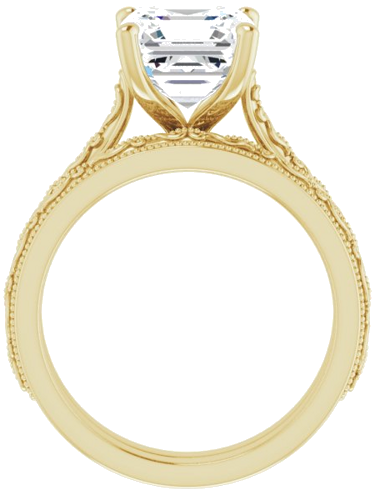 Sužadėtuvių Žiedas „Solitaire Sculptural“ 18k yellow gold Asscher 8mm (7)