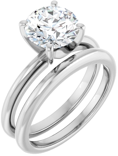 14K White  8 mm Round Solitaire Engagement Ring Mounting (6)