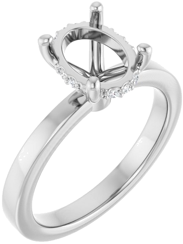 Sužadėtuvių Žiedas „Hidden Halo-Style“ 14k white gold Oval 9mm x 7mm (1)