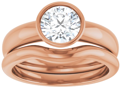 Sužadėtuvių Žiedas „Bezel-Set Solitaire“ 14k rose gold Round 6.5mm (8)
