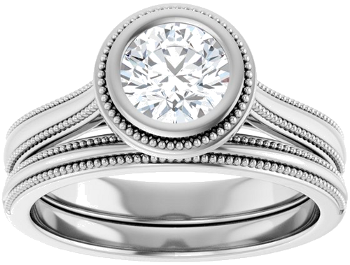 Sužadėtuvių Žiedas „Bezel-Set Solitaire“ 14k white gold Round 5.8mm (8)