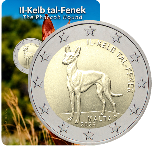 2026 Мальта Собака Il Kelb tal Fenek 2 евро монета BU в карте (1)