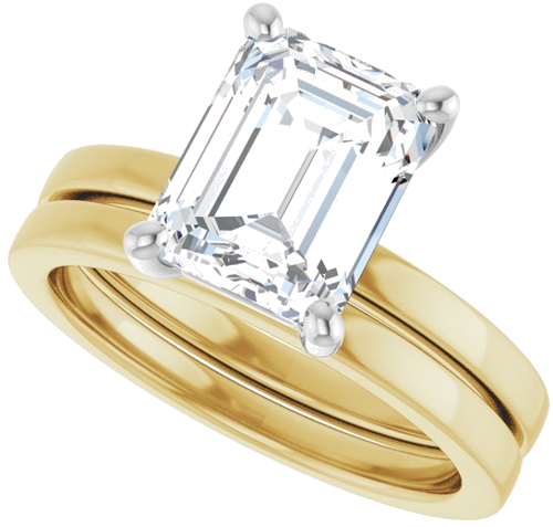 Sužadėtuvių Žiedas „Solitaire“ 14k yellow/white gold Emerald 9mm x 7mm (10)