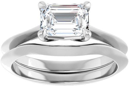 Sužadėtuvių Žiedas „Claw-Prong Solitaire“ 14k white gold Emerald 7mm x 5mm (8)