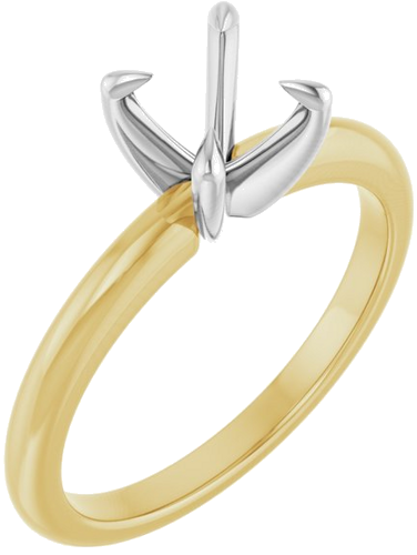 14K Yellow White 6.5 mm Round Solitaire Engagement Ring Mounting (1)