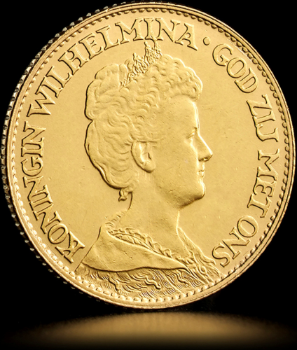 10 guldenų Vilhelmina (1911-1917) Nyderlandų karalystė auksinė moneta (3)
