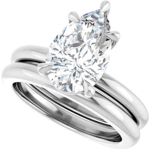 Sužadėtuvių Žiedas „Claw-Prong Euro Shank“ 14k white gold Pear 12mm x 7.5mm (10)