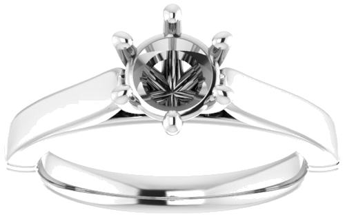 14K White 6 mm Round Engagement Ring Mounting (3)