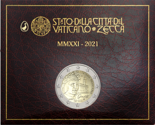 2021 Vatikanas Dante Alighieri 2 eurų moneta (1)