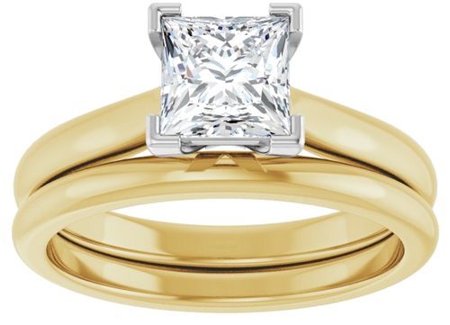 Sužadėtuvių Žiedas 14k yellow/white gold Square 5.5mm (8)