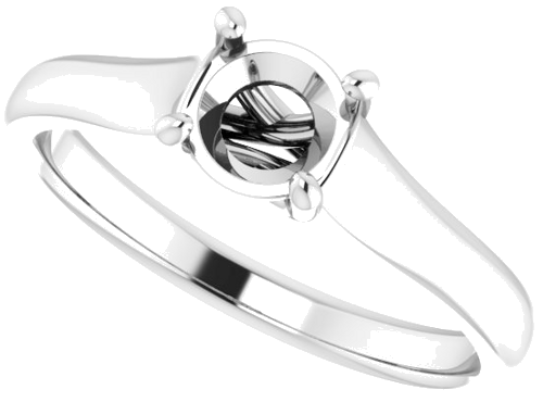 14K White 5.5 mm Round Solitaire Engagement Ring Mounting (5)
