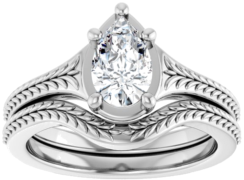 Sužadėtuvių Žiedas „Solitaire“ 14k white gold Pear 8mm x 5mm (8)