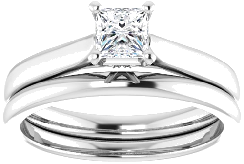 14K White 4 mm Square Engagement Ring Mounting (8)