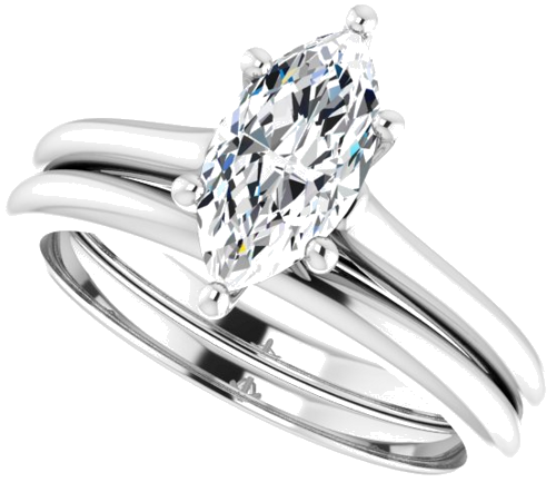 Sužadėtuvių Žiedas „Solitaire“ 585 Baltojo Aukso Marquise 10mm x 5mm (10)