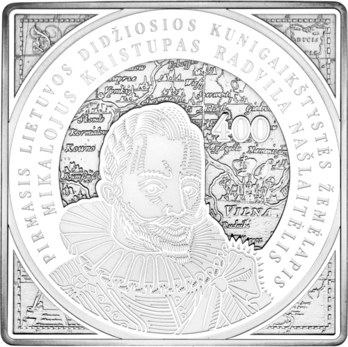 2013 Карта на LDK 400 години Литва сребърна монета от 100 литаса PF 69 ULTRA SAMEO (3)