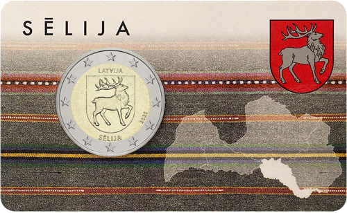 2025 Латвия Селия 2 евро монета BU в картичка (1)