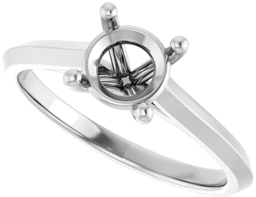 14K White 6.5 mm Round Solitaire Engagement Ring Mounting (5)
