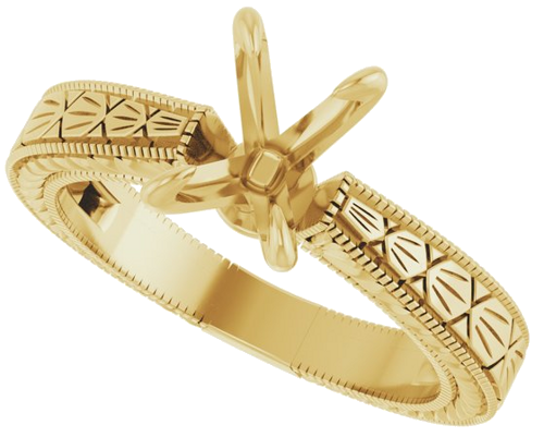 Sužadėtuvių Žiedas „Claw-Prong Solitaire Sculptural“ 14k yellow gold Elongated Cushion 8mm x 6mm (5)