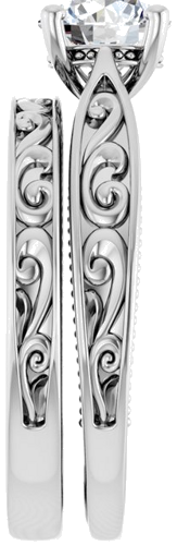 Sužadėtuvių Žiedas „Solitaire Vintage-Inspired“ 14k white gold Round 6.5mm (9)
