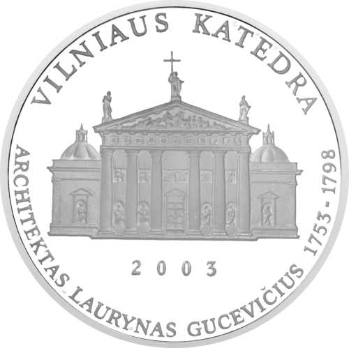 2003 Вильнюсский Собор 50 литов серебряная монета PF 68 ULTRA CAMEO (3)