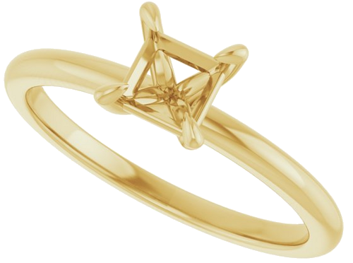 14K Yellow  4.5x4.5 mm Square Solitaire Engagement Ring Mounting (5)