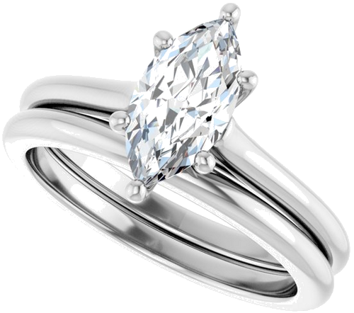 Sužadėtuvių Žiedas „Accented“ 10k white gold Marquise 10mm x 5mm (10)