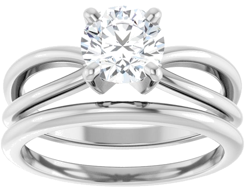 14K White 6.5 mm Round Split Shank Engagement Ring Mounting (8)