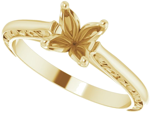 Sužadėtuvių Žiedas „Solitaire“ 585 Geltonojo Aukso Round 6.5mm (5)