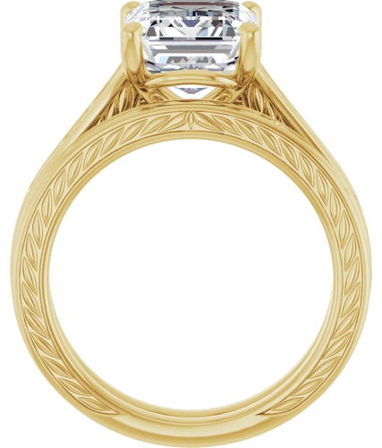 Sužadėtuvių Žiedas „Solitaire Scroll“ 14k yellow gold Emerald 10mm x 8mm (7)