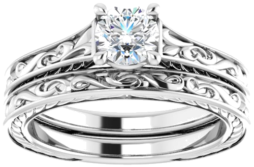 Sužadėtuvių Žiedas „Solitaire Scroll“ 14k white gold Round 5.2mm (8)