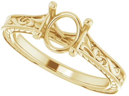 Sužadėtuvių Žiedas „Solitaire Scroll“ 14k yellow gold Oval 8mm x 6mm (5)