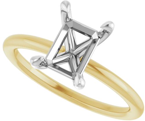 Sužadėtuvių Žiedas „Claw-Prong Solitaire“ 14k yellow/white gold Emerald 8mm x 6mm (5)