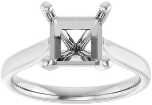 14K White 7 mm Square Engagement Ring Mounting (3)