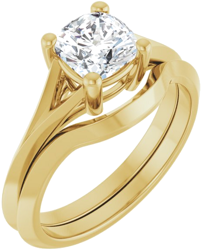 Sužadėtuvių Žiedas „Solitaire Split Shank“ 14k yellow gold Cushion 6mm (6)