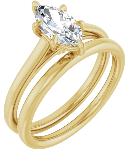 Sužadėtuvių Žiedas „Claw-Pong“ 14k yellow gold Marquise 9.5mm x 5mm (6)