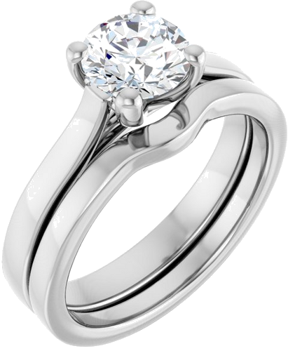 Sužadėtuvių Žiedas 14k white gold Round 6.5mm (6)