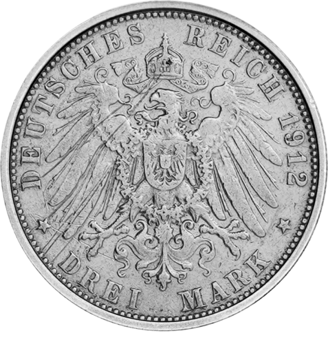 3 марки Хамбург (1908-1914) Сребърна монета на Германската империя (2)