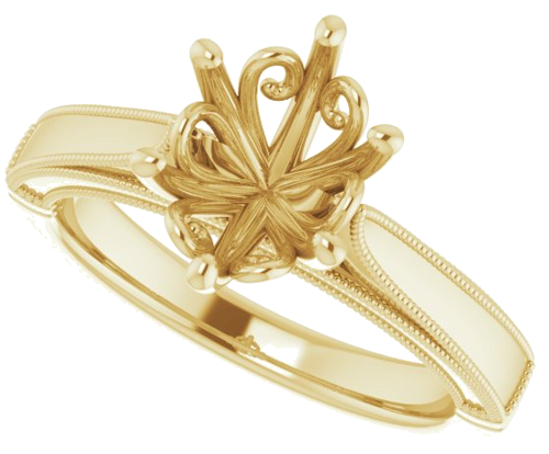 14K Yellow  9x7 mm Oval Solitaire Engagement Ring Mounting (5)