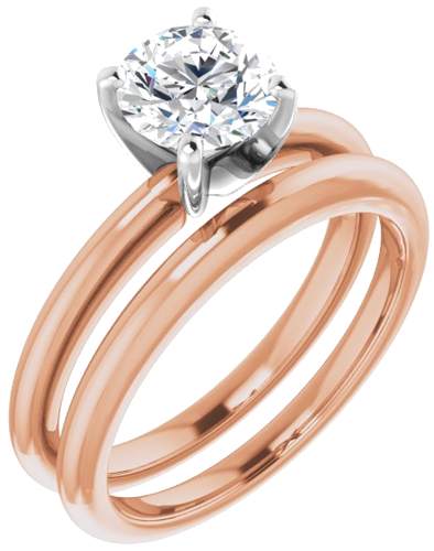 Sužadėtuvių Žiedas „Solitaire“ 585 Baltojo Ir Rožinis Aukso Round 6.5mm (6)