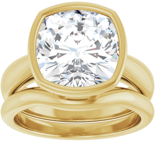 Sužadėtuvių Žiedas „Bezel-Set Solitaire“ 14k yellow gold Cushion 10mm (8)